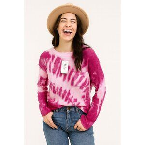 Style & Co Medium Geode Dye Pink Cotton Dolman Pullover  Mock Neck Sweater,